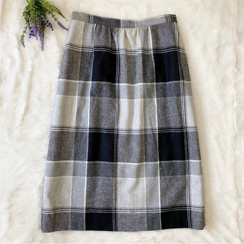 VINTAGE Prestige of Boston Plaid Wool Pencil Skirt